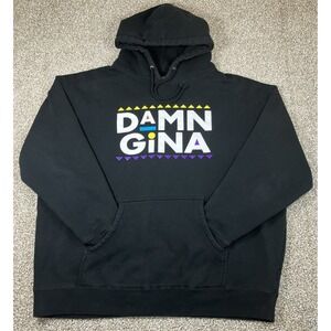 Damn Gina Retro 90's Martin‎ Lawrence Show Black Hoodie Men's Size XL